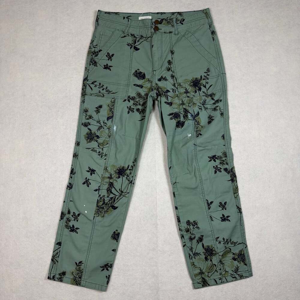 Pilcro Anthropologie Pants Womens 28 32x27 Floral Cargo Green Cotton Botanical